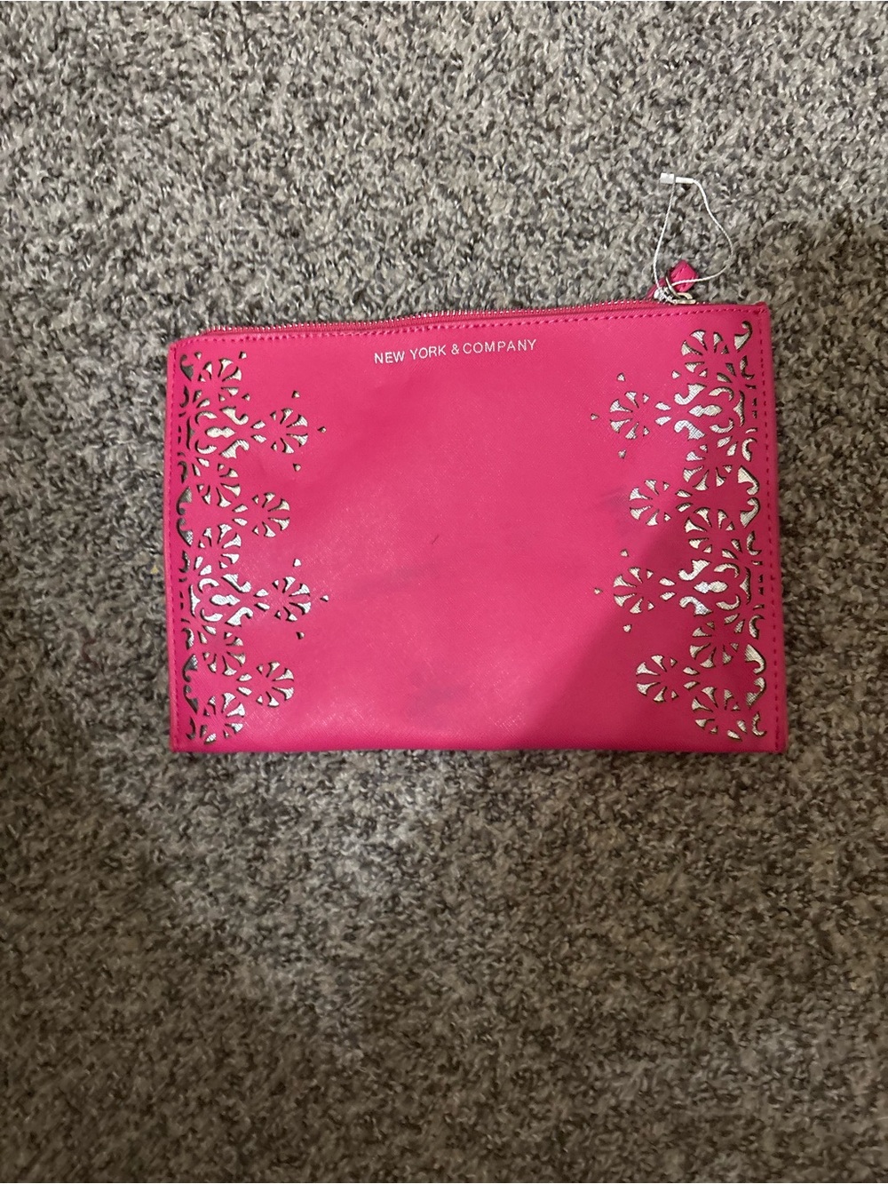 New York & Company Hot Pink Laser-Cut Wristlet Clutch